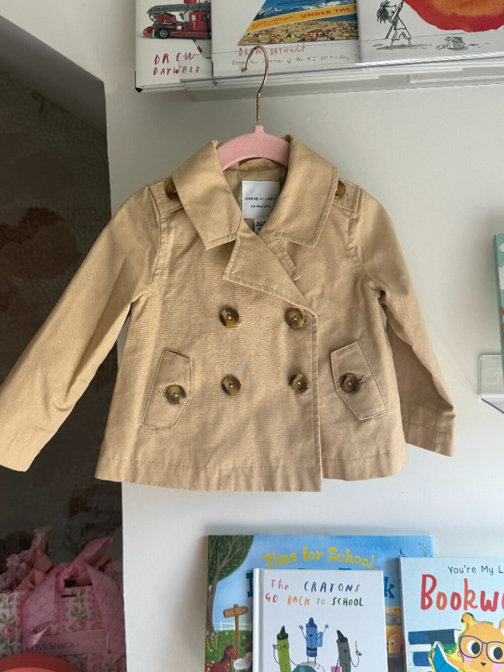 Janie and Jack Girls Tan Trench Coat 12-18M